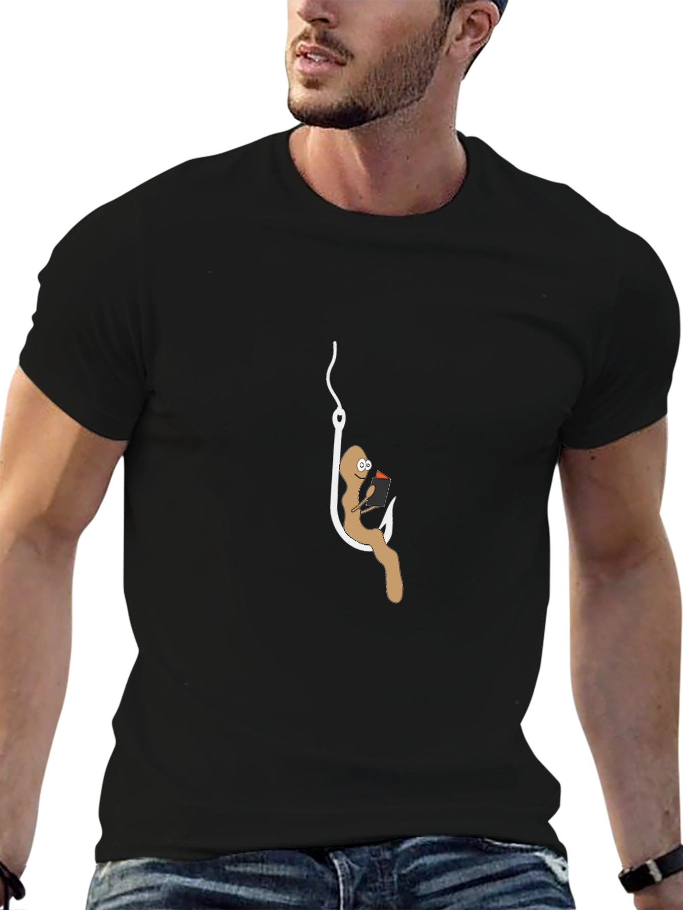 Humorous Worm on Hook T-Shirt
