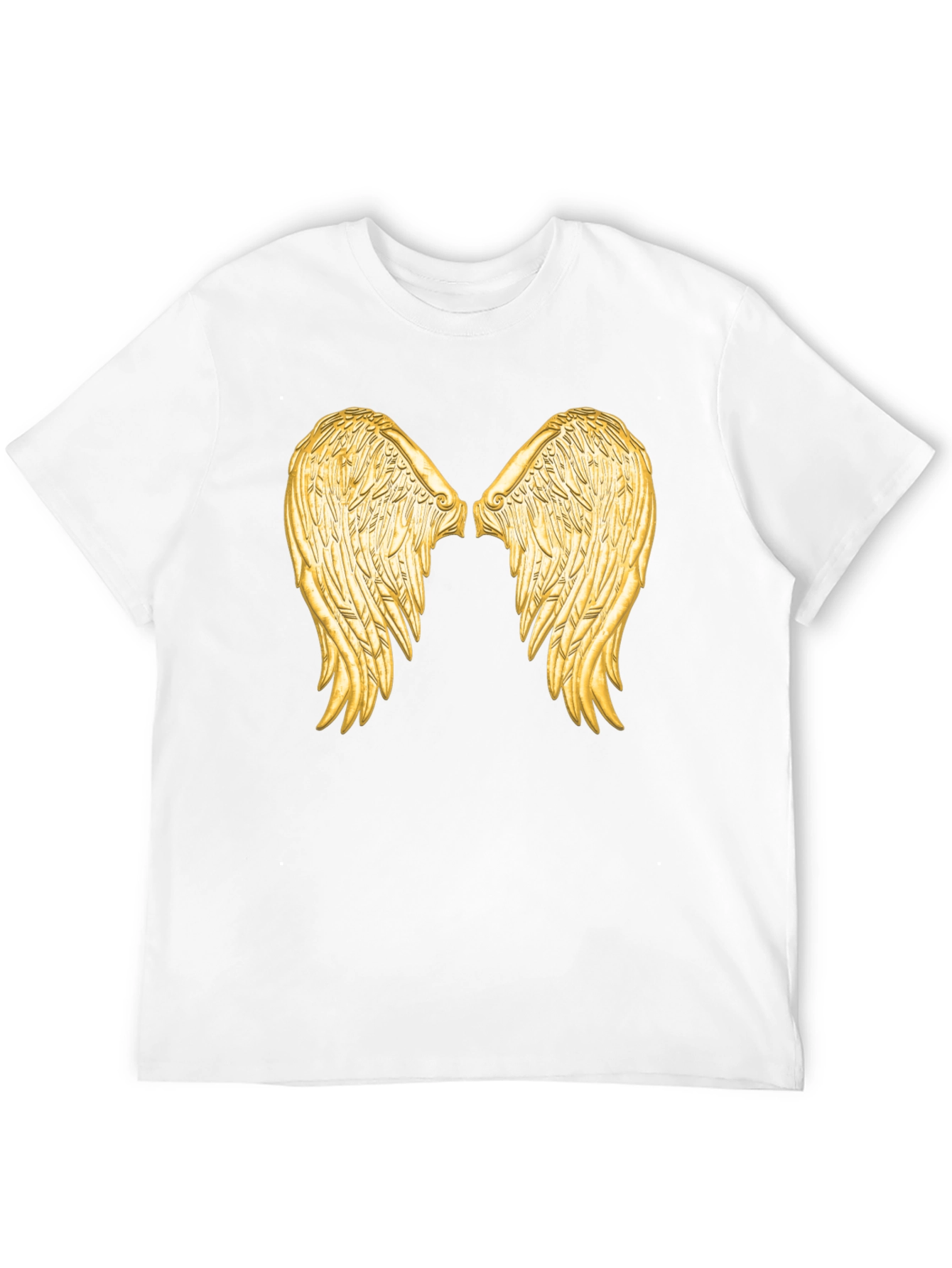Black Tee with Golden Angel Wings Graphic