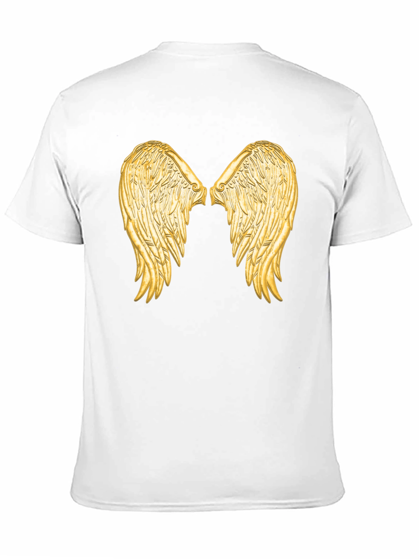Black Tee with Golden Angel Wings Graphic