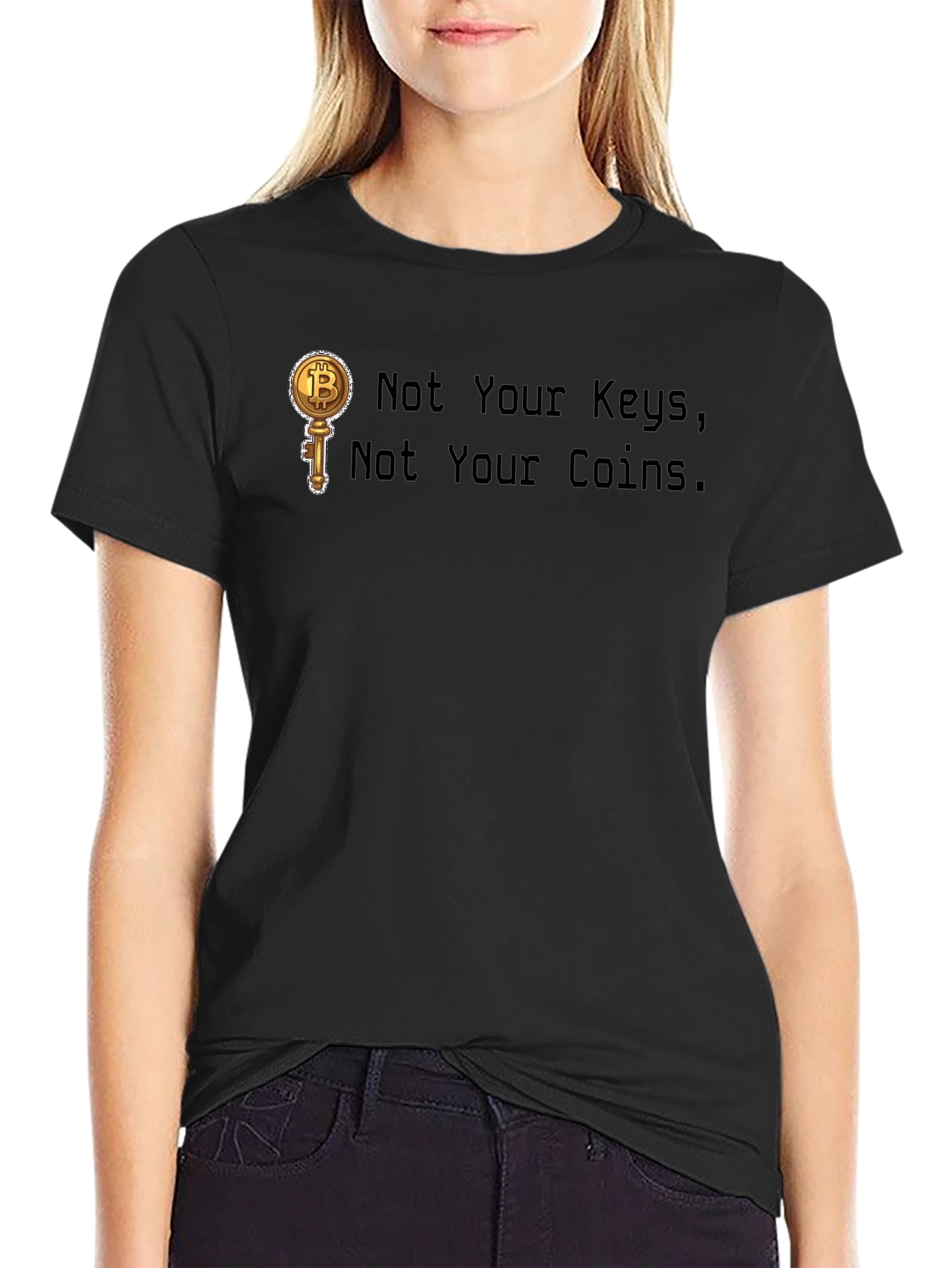 Bitcoin Crypto Key Black T-Shirt