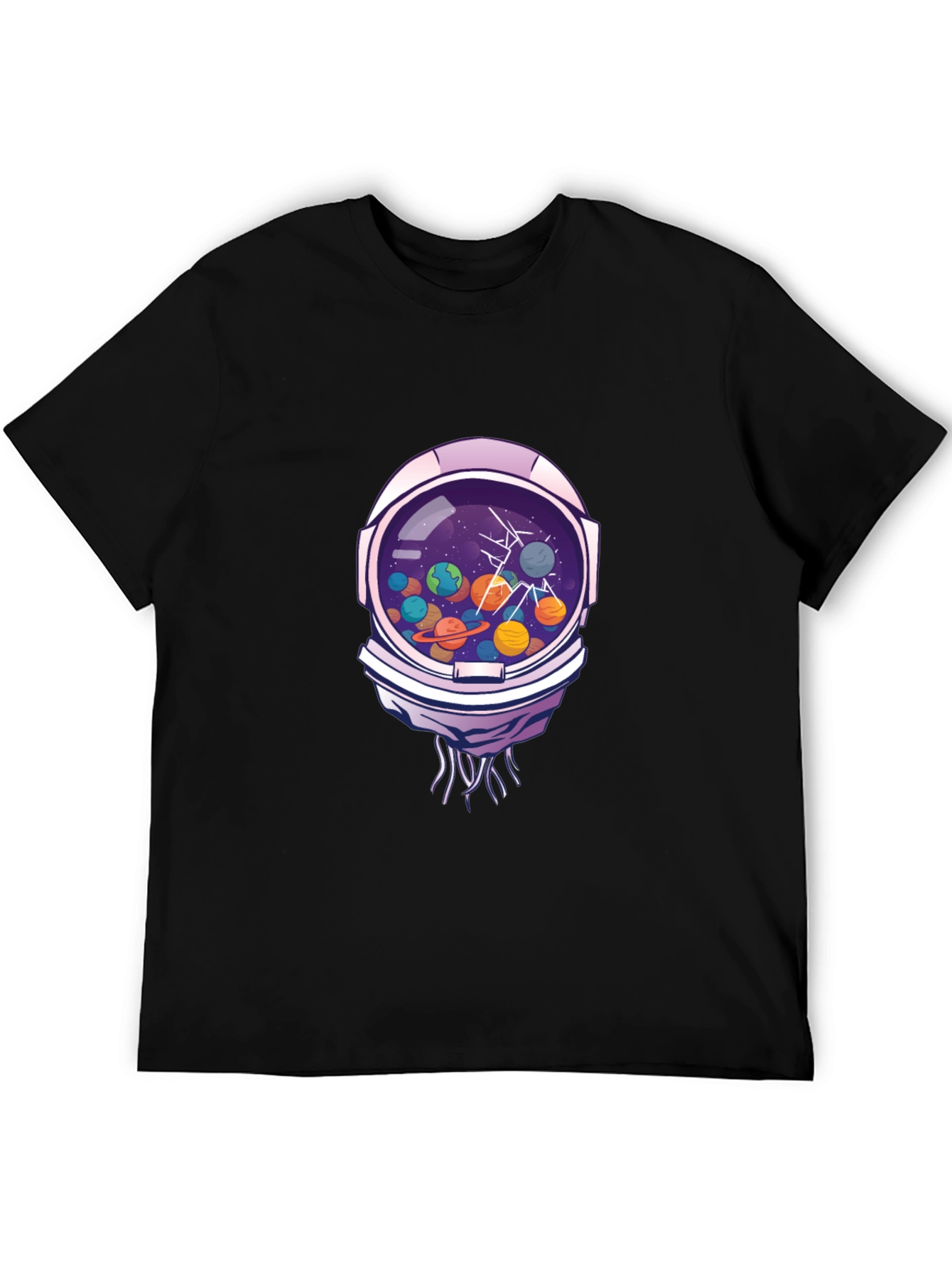 Astronaut Helmet Space Planet Graphic T-Shirt