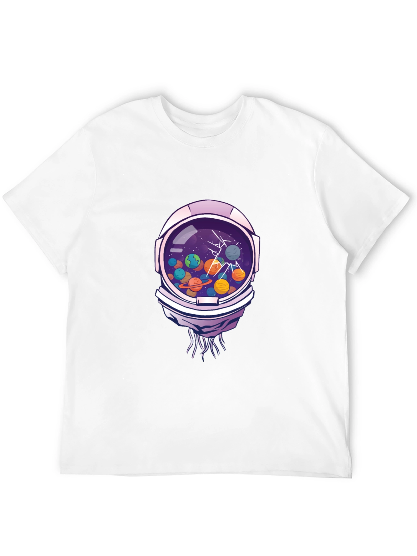 Astronaut Helmet Space Planet Graphic T-Shirt