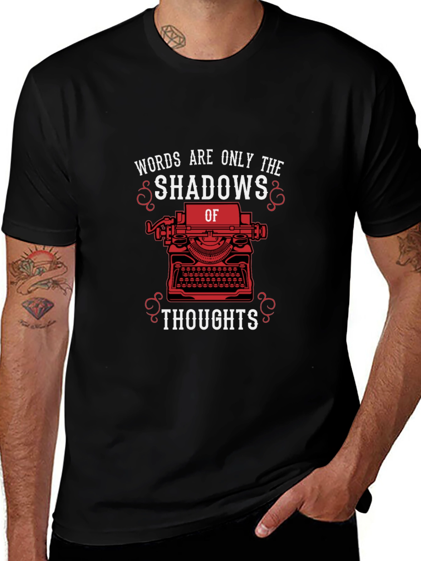Words Shadows Thoughts Writer Black T-Shirt