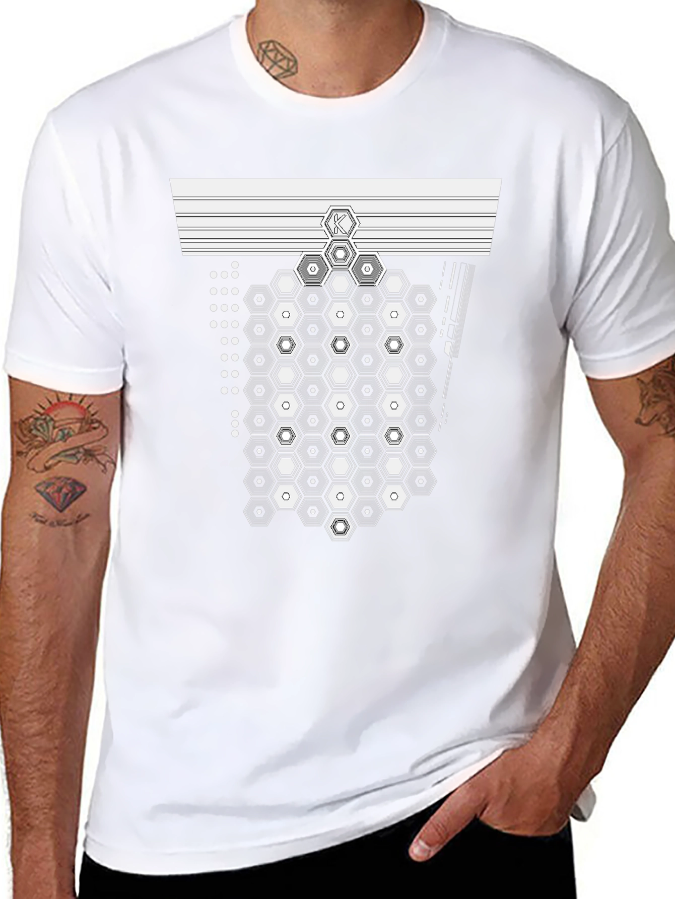 Geometric Hexagon T-Shirt - Modern Design