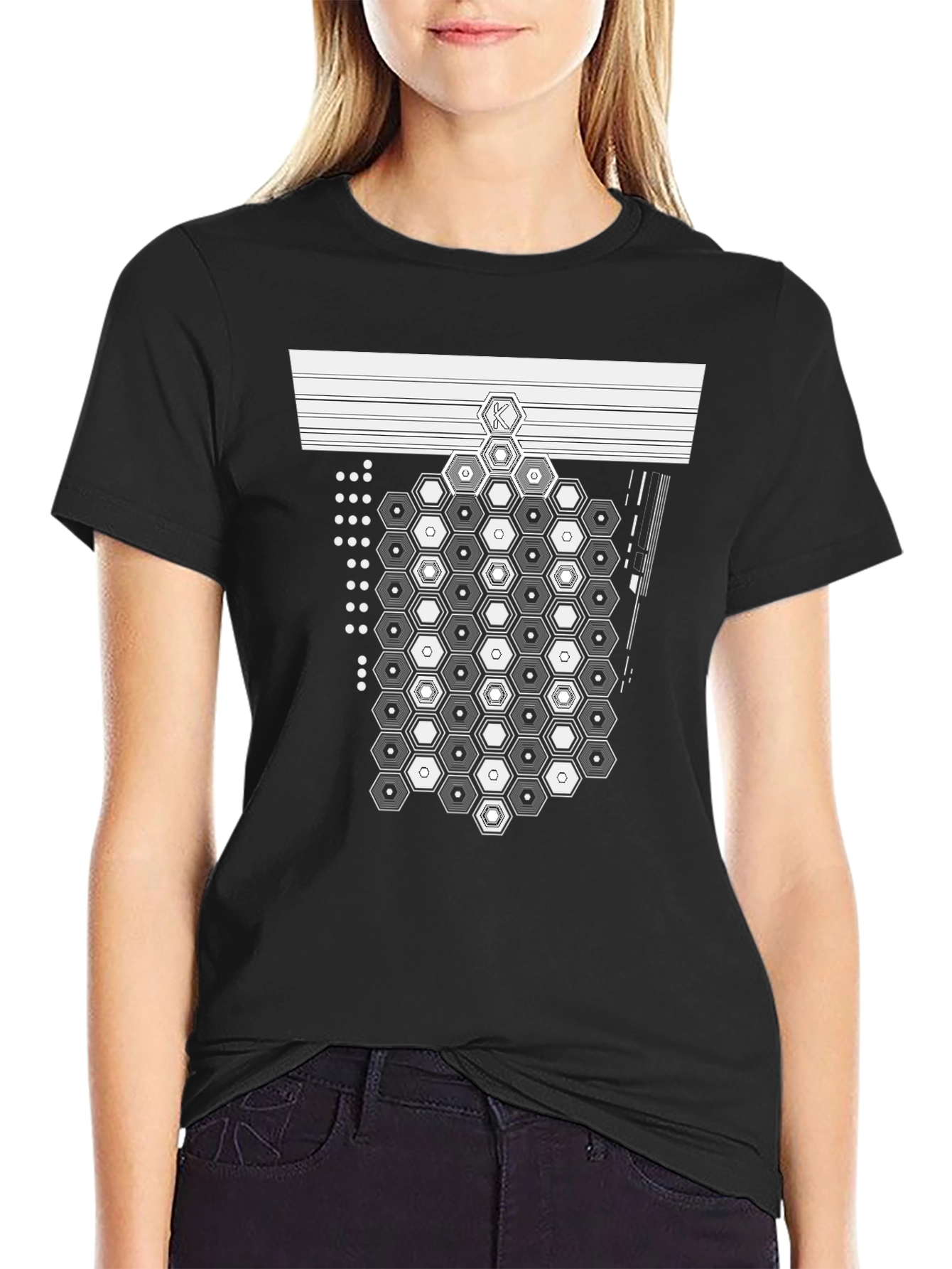 Geometric Hexagon T-Shirt - Modern Design