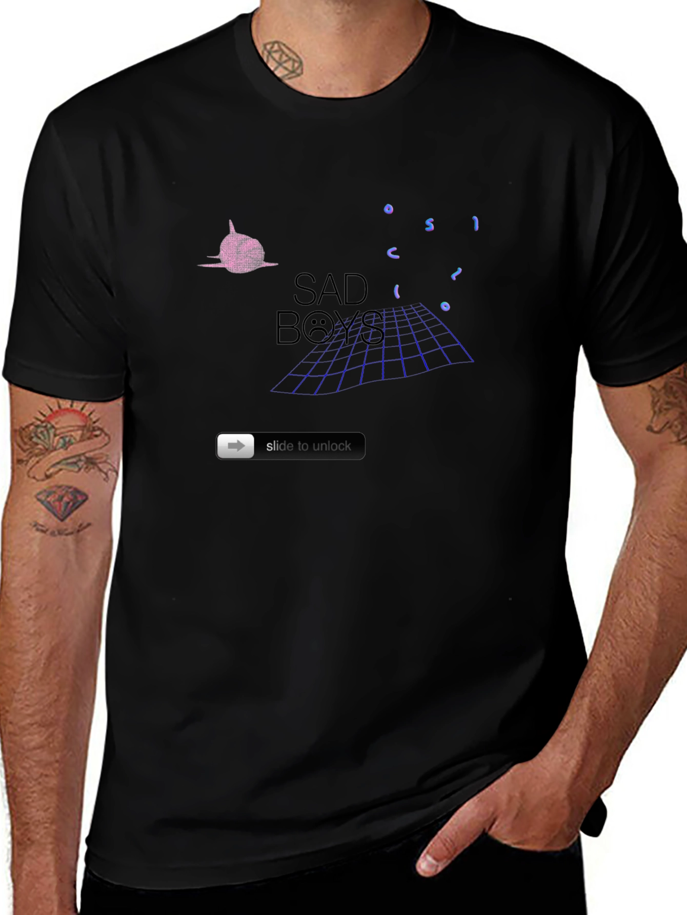 Sad Boys Graphic Print T-Shirt - Black