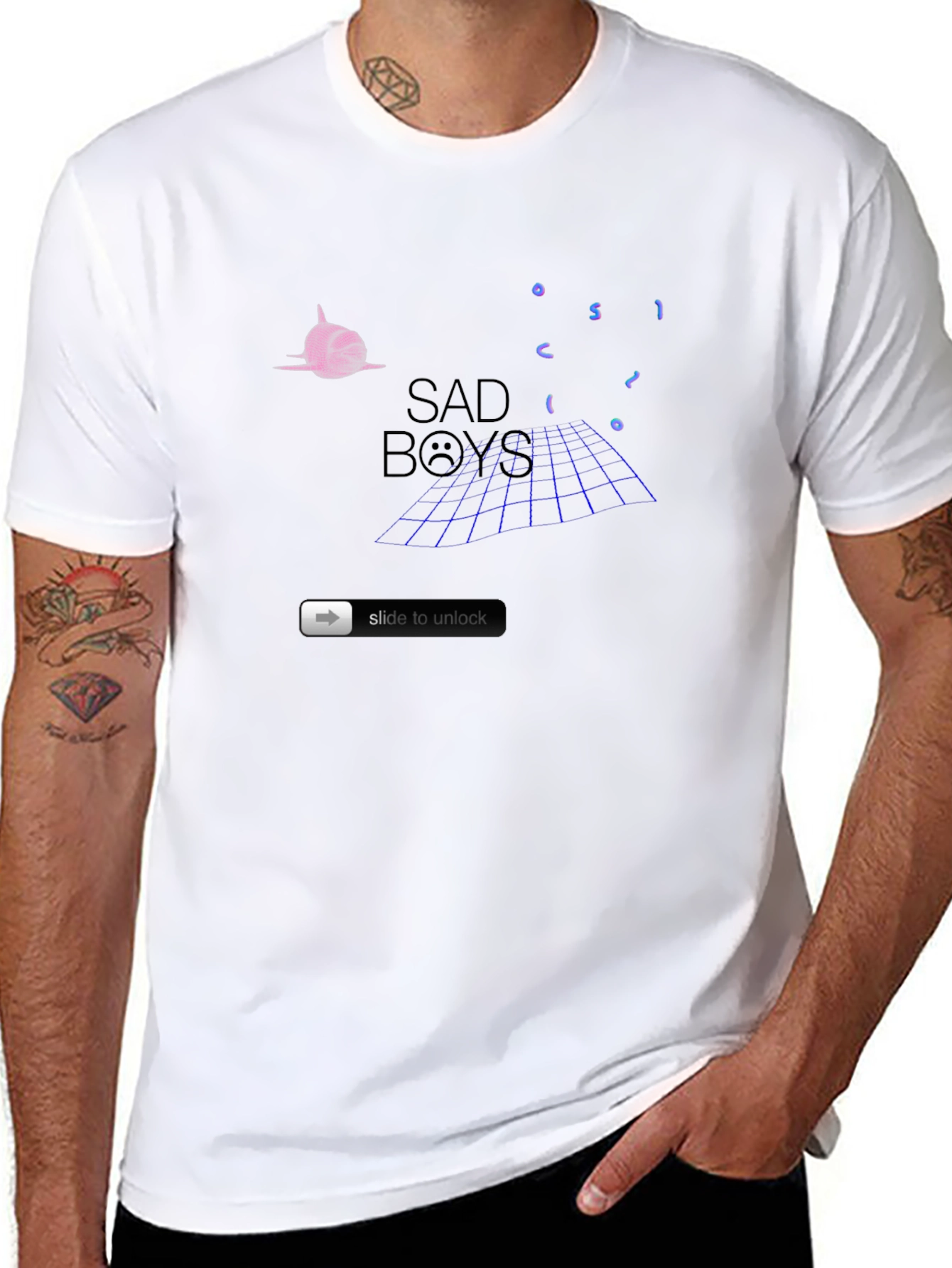 Sad Boys Graphic Print T-Shirt - Black