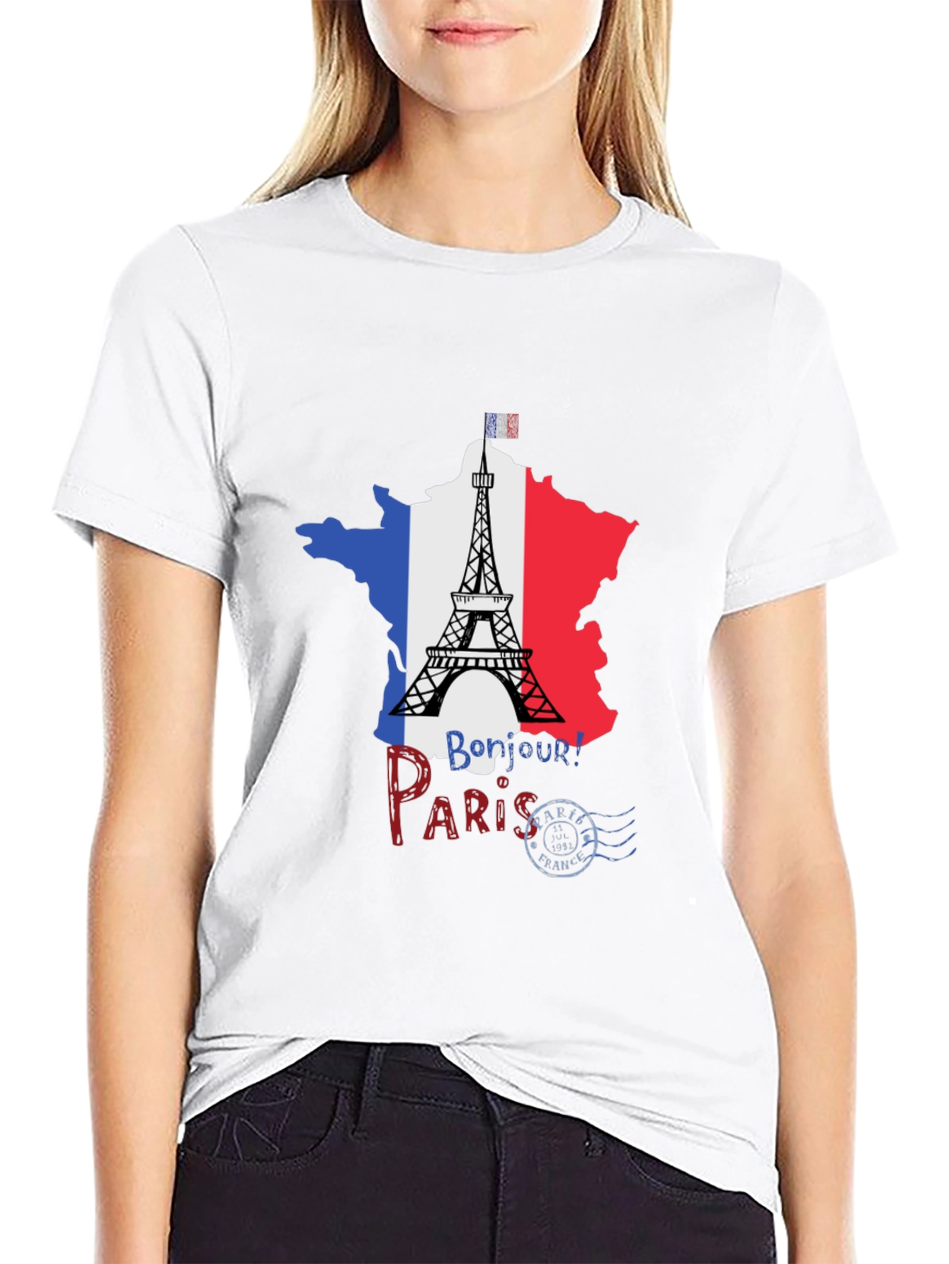 Paris France Eiffel Tower Black T-Shirt