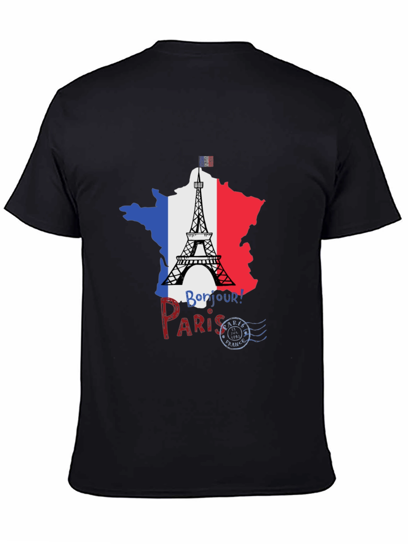 Paris France Eiffel Tower Black T-Shirt