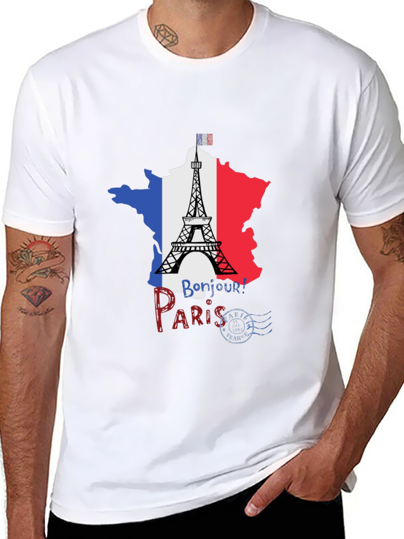 Paris France Eiffel Tower Black T-Shirt