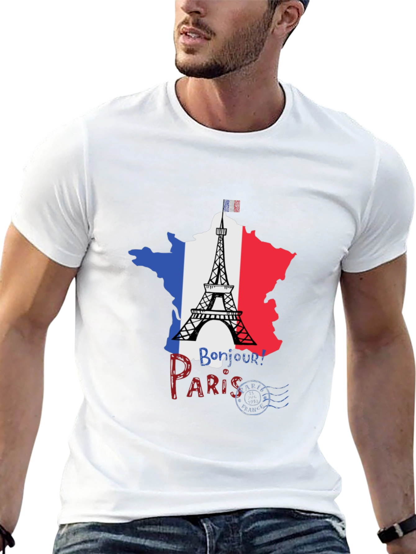 Paris France Eiffel Tower Black T-Shirt