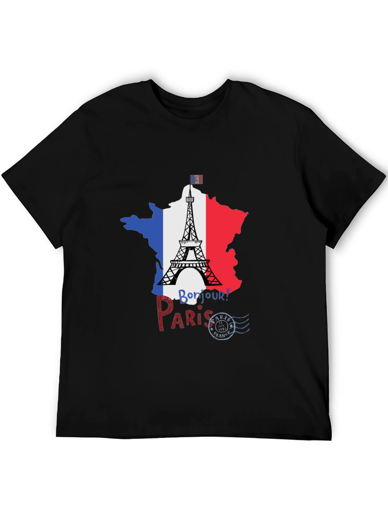 Paris France Eiffel Tower Black T-Shirt
