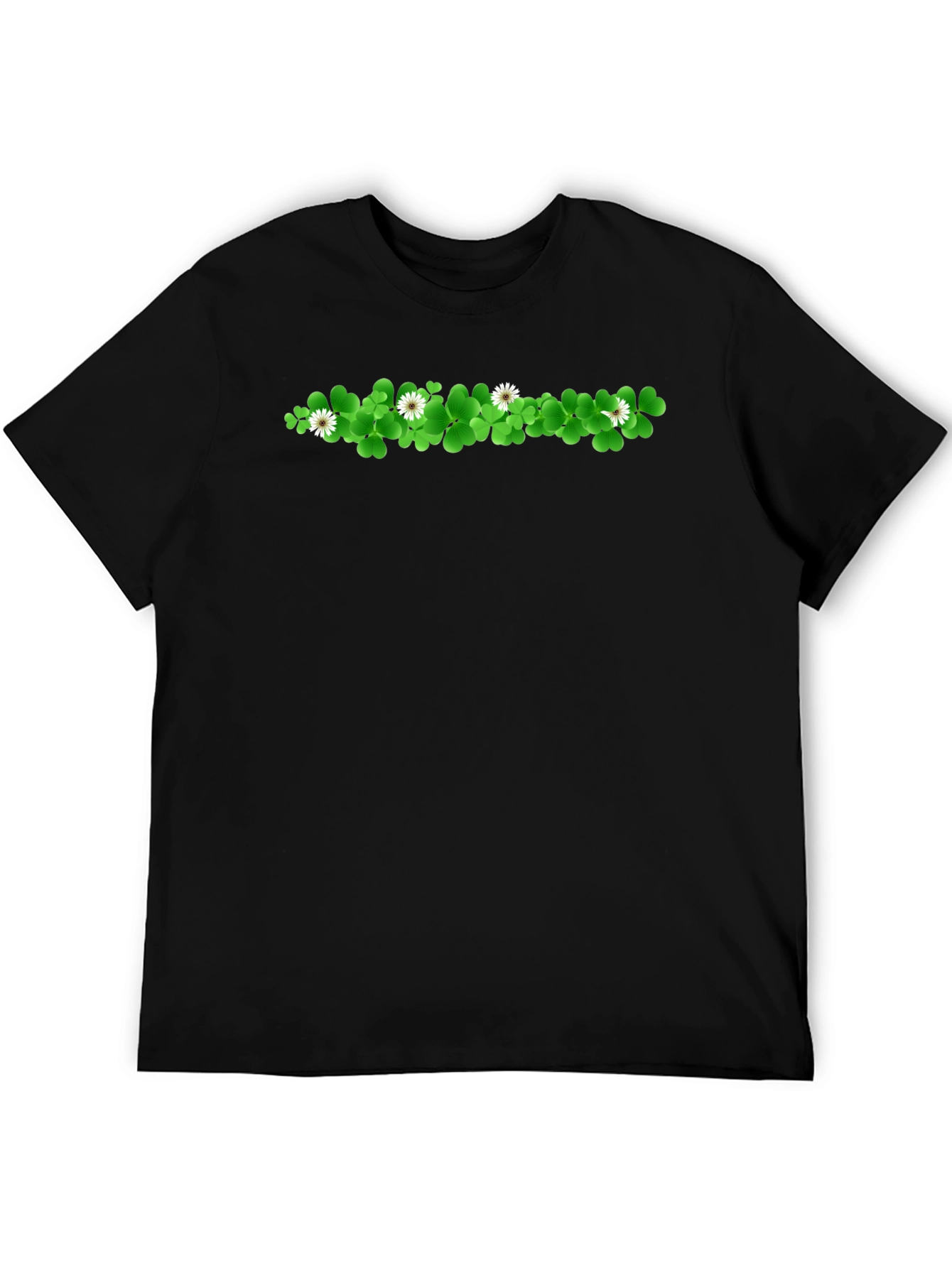 Shamrock & Daisy Graphic Print Black T-Shirt