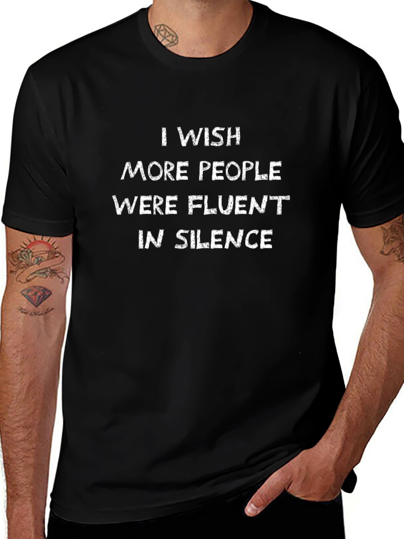 Fluent in Silence Graphic Tee - Black Cotton Shirt