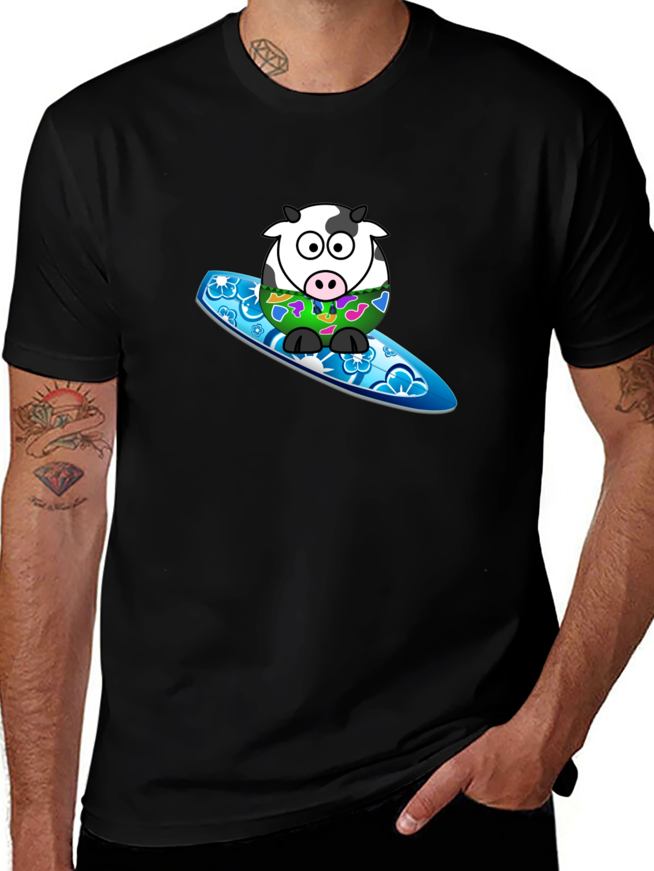 Surfing Cow Graphic T-Shirt