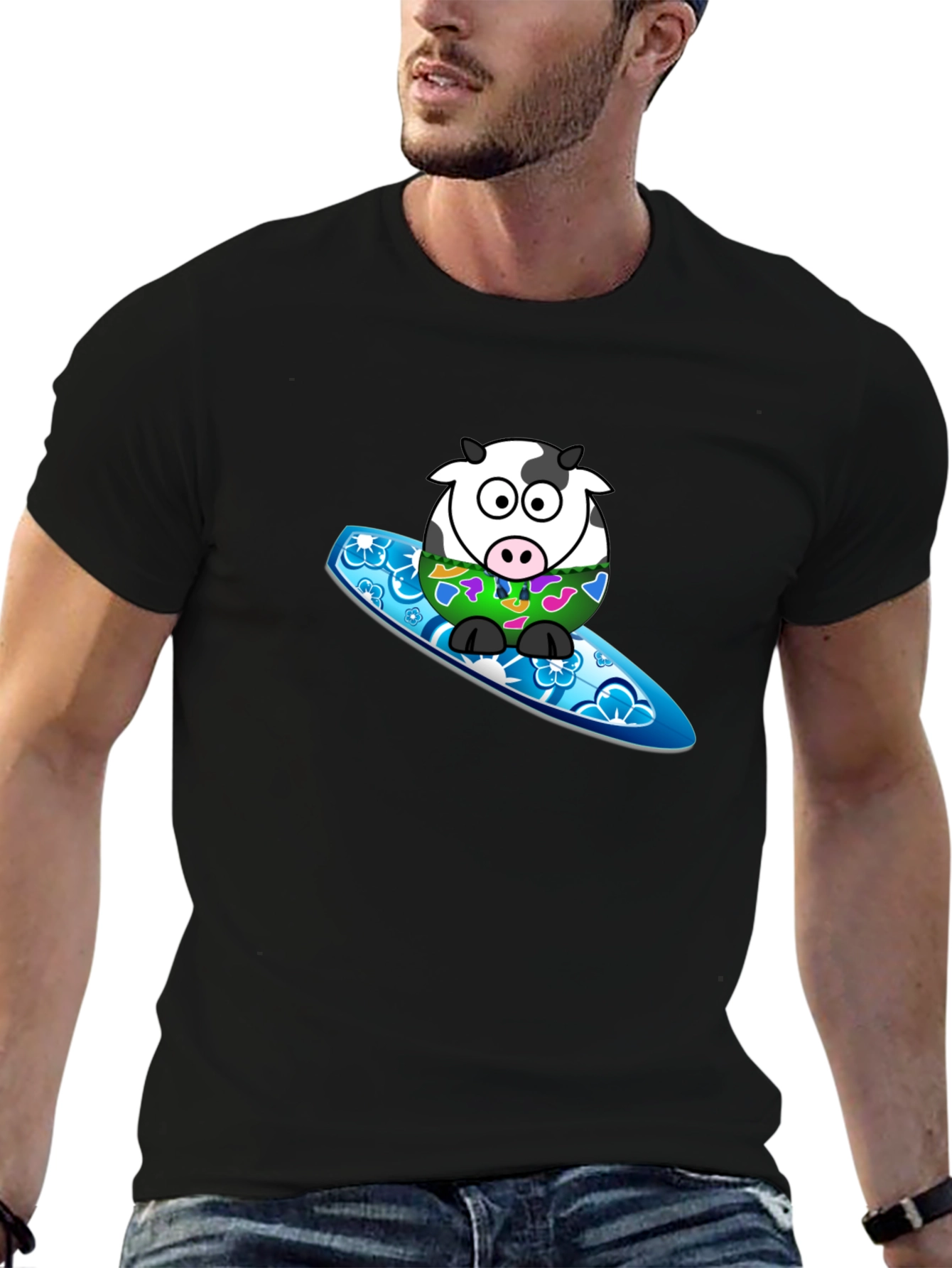 Surfing Cow Graphic T-Shirt