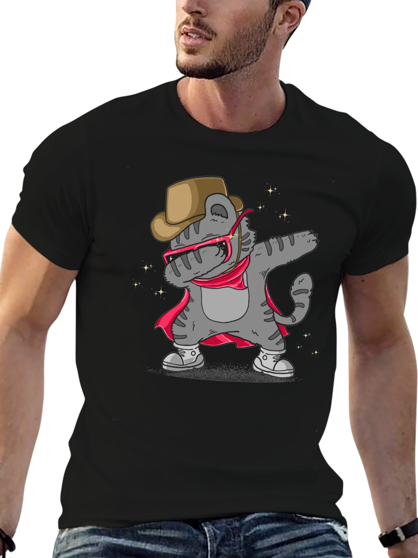Dabbing Cat Cowboy T-Shirt