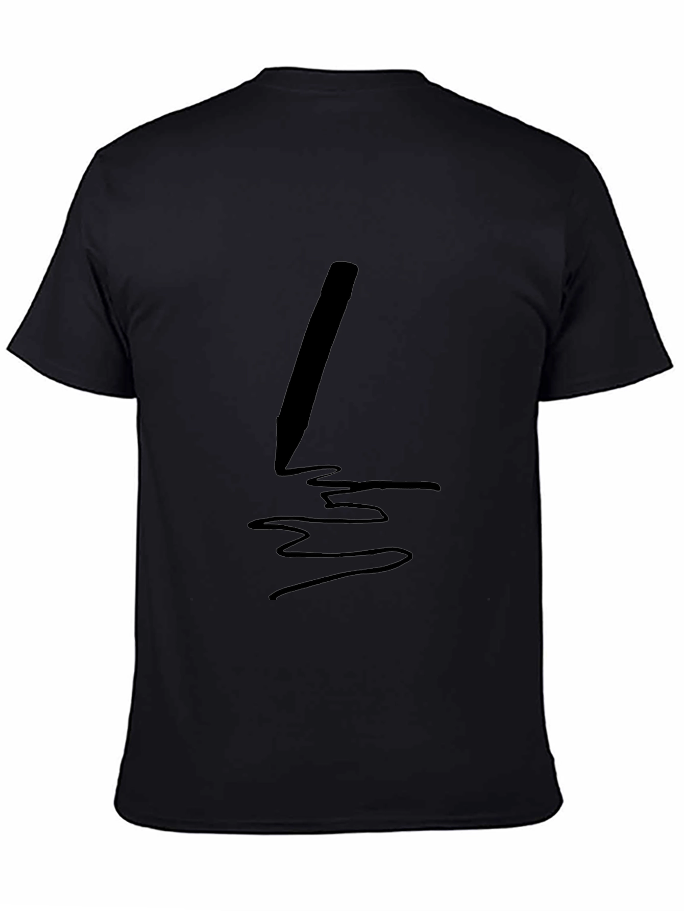 Mens Black T-Shirt with Pen Graphic