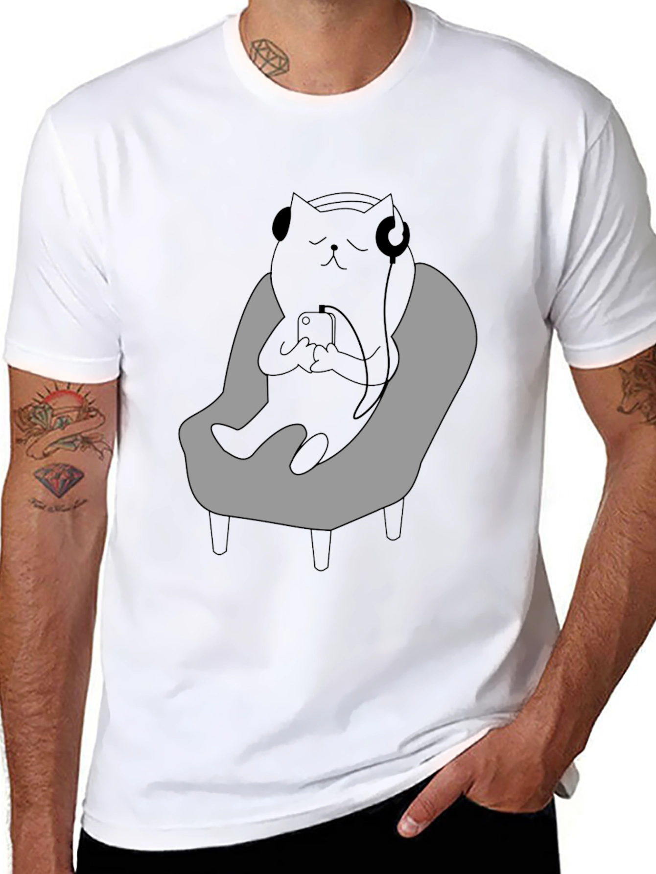 Cool Cat Relaxing in Chair T-Shirt