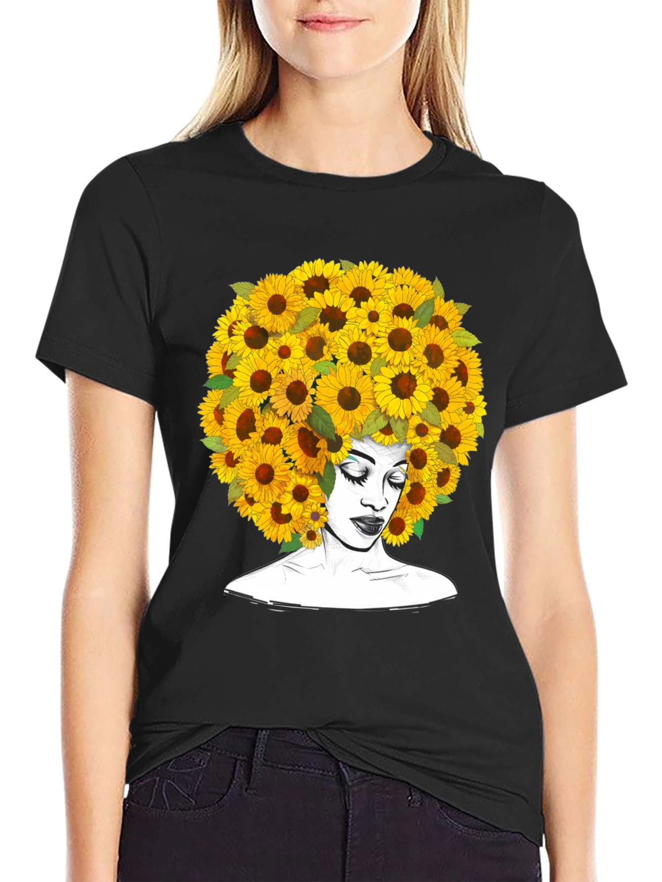 Sunflower Afro T-Shirt - Black Graphic Tee
