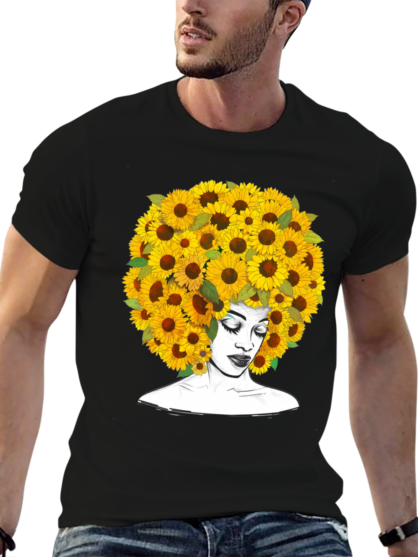 Sunflower Afro T-Shirt - Black Graphic Tee