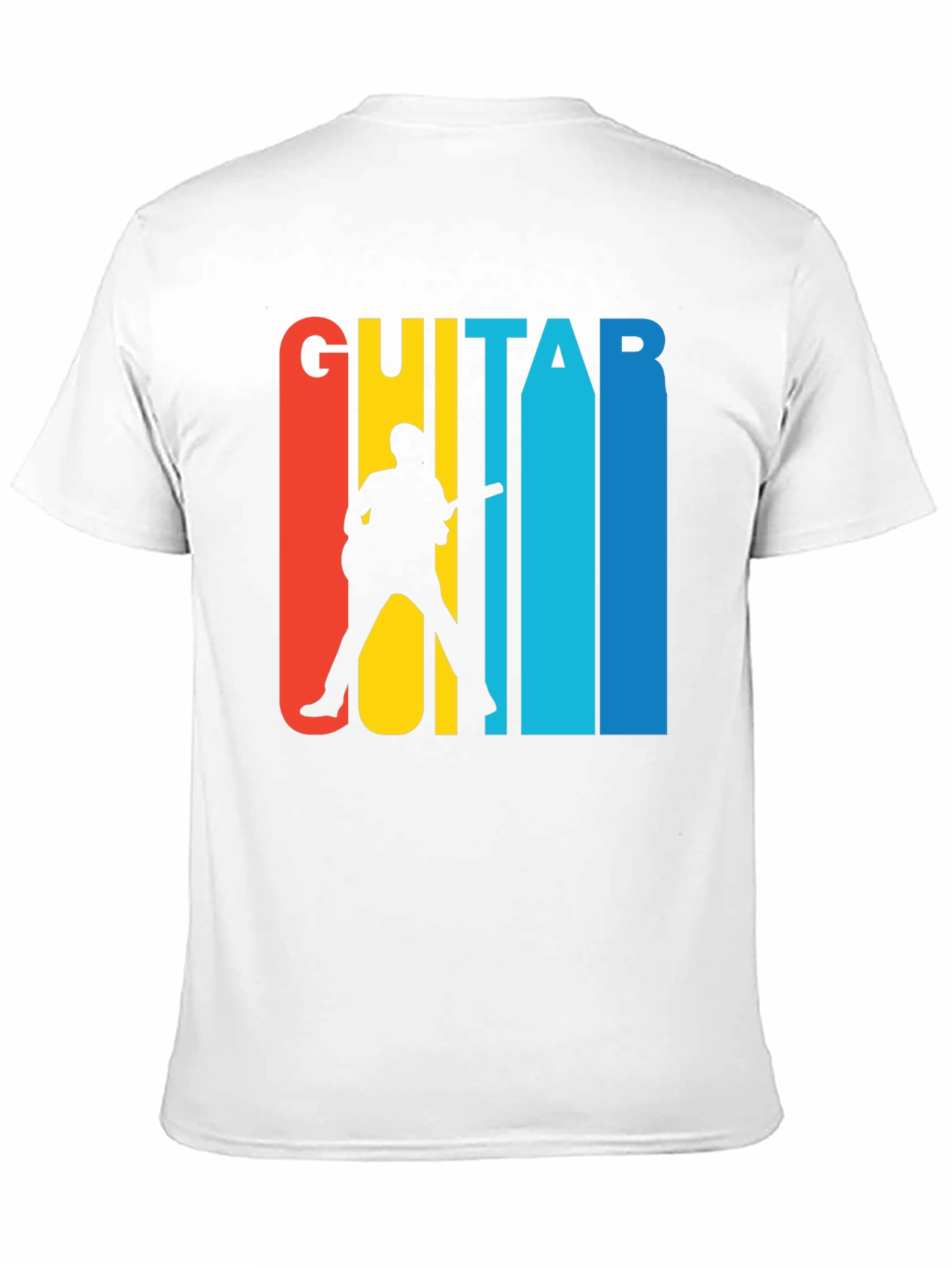 Retro Guitar Player Graphic Tee - Black Cotton T-Shirt