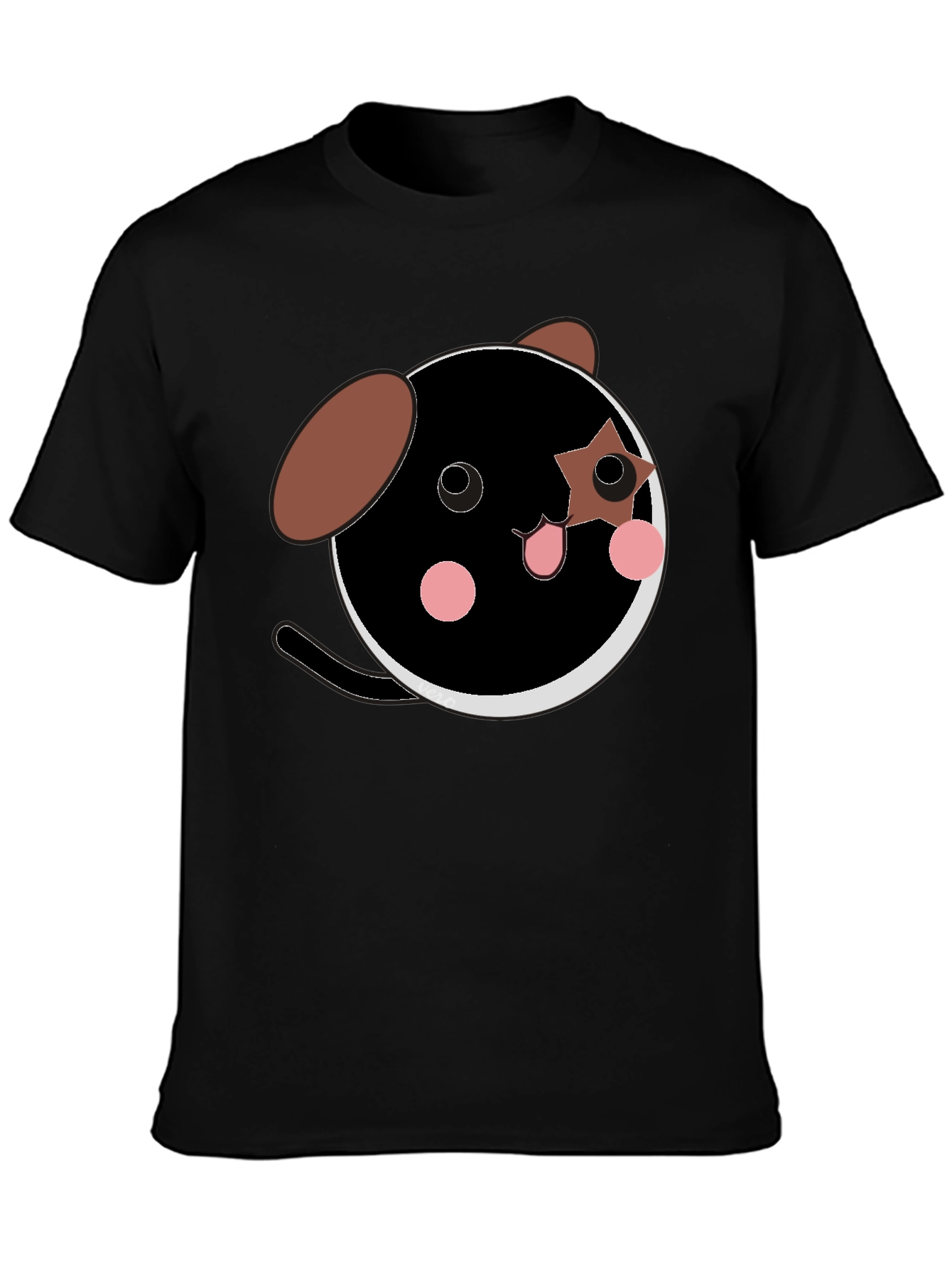 Cute Cartoon Dog Graphic Black T-Shirt