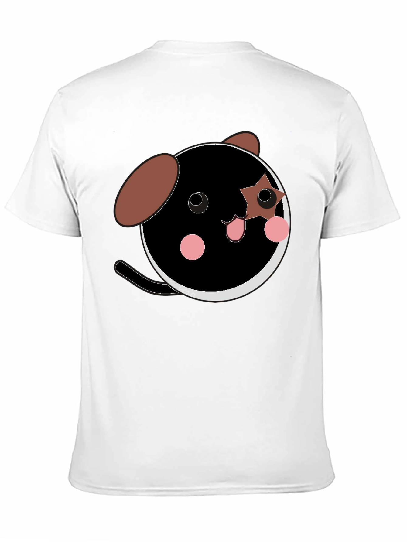 Cute Cartoon Dog Graphic Black T-Shirt