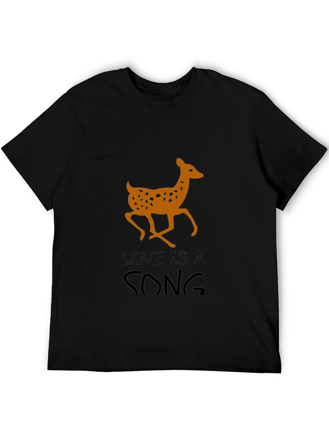 Deer Love Song Graphic T-Shirt - Mens Black Tee