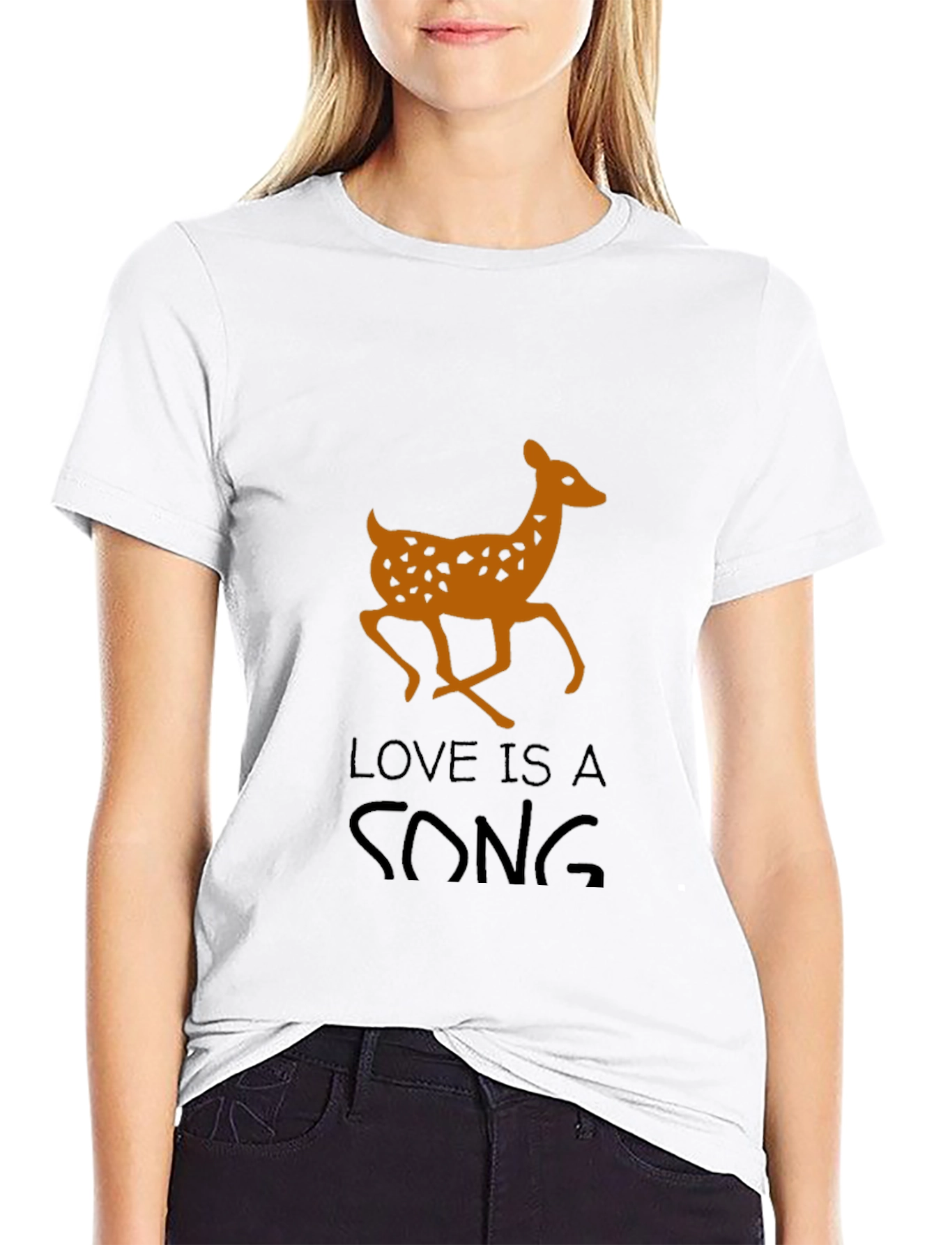 Deer Love Song Graphic T-Shirt - Mens Black Tee