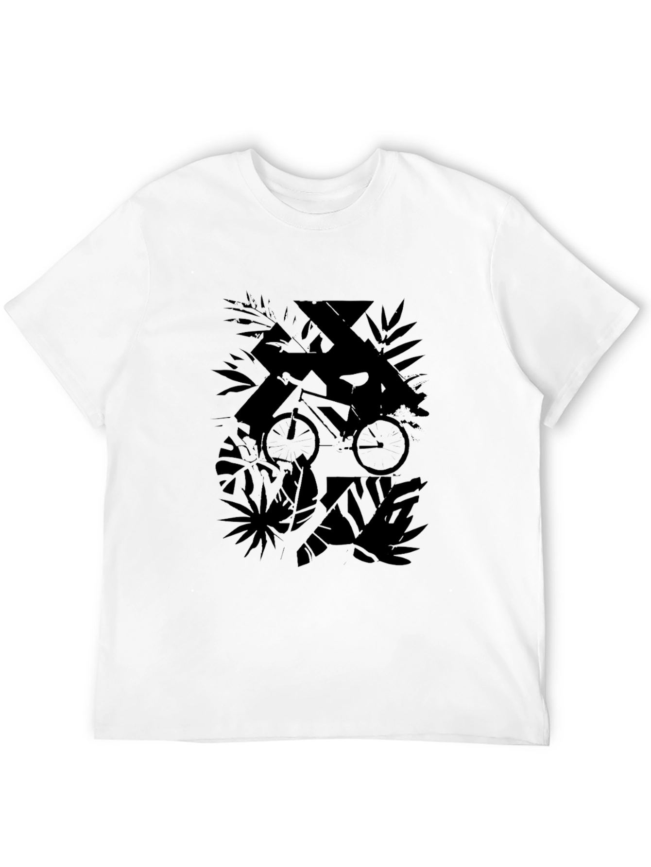Black Graphic Tee: Urban Jungle Bike Design