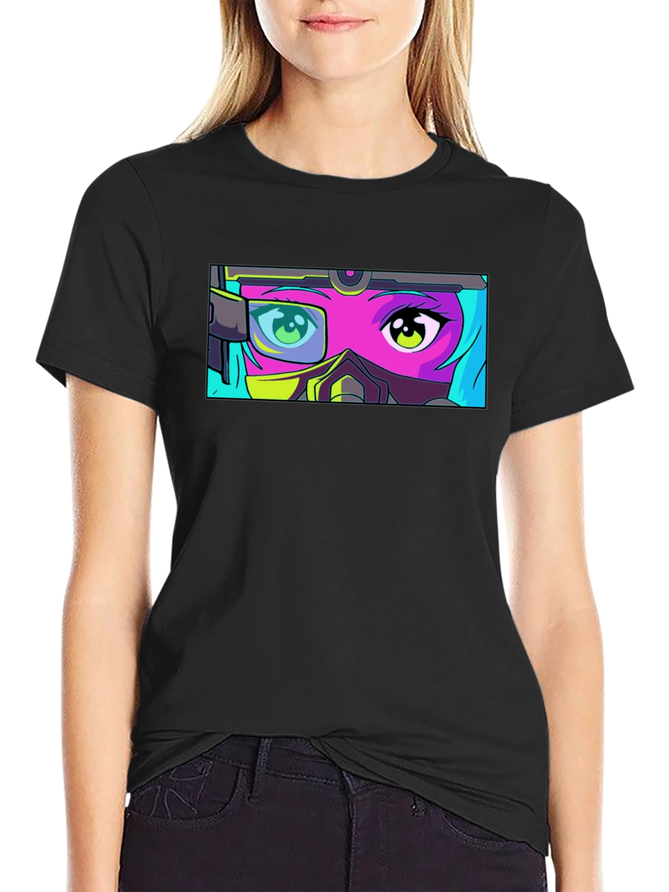 Anime Eyes T-Shirt - Futuristic Manga Graphic Tee