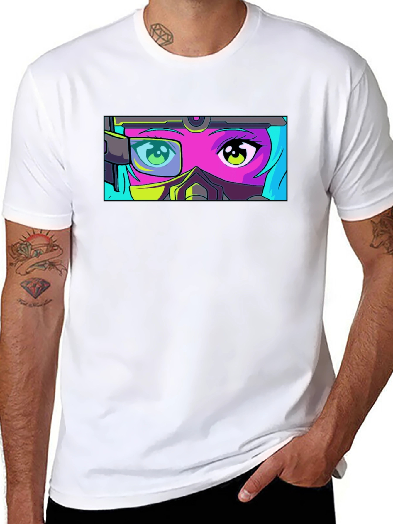 Anime Eyes T-Shirt - Futuristic Manga Graphic Tee