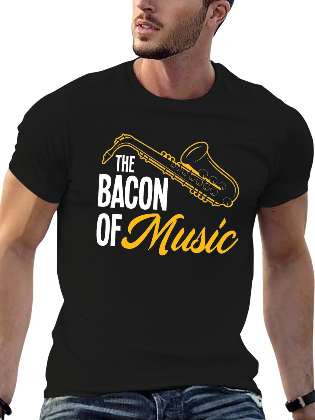 Bacon of Music Saxophone Graphic T-Shirt