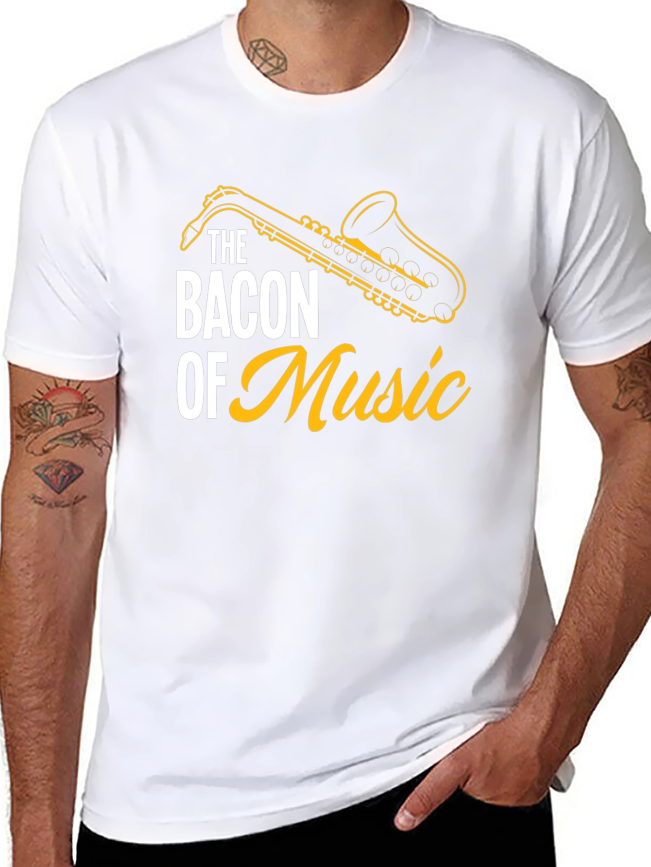 Bacon of Music Saxophone Graphic T-Shirt