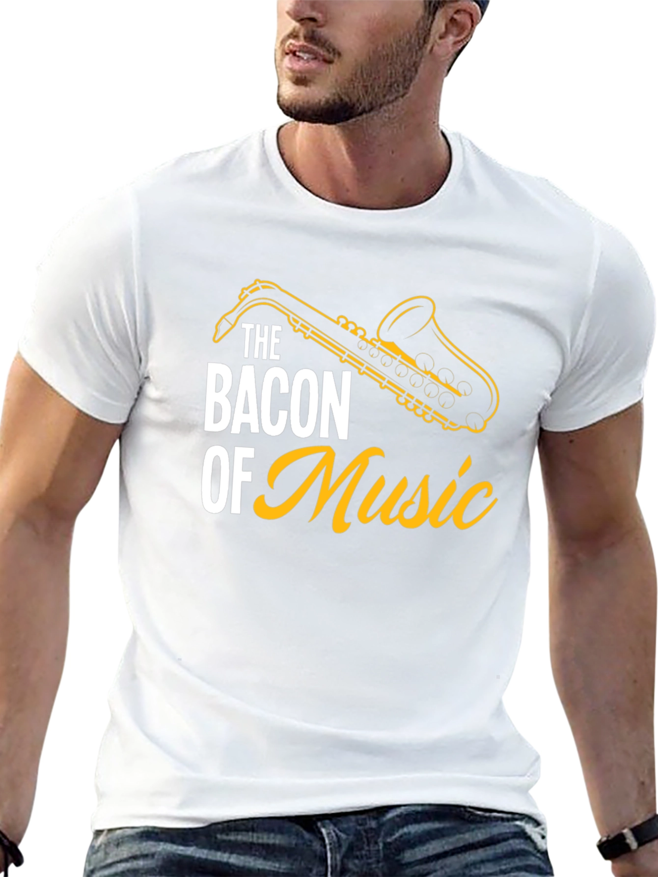 Bacon of Music Saxophone Graphic T-Shirt