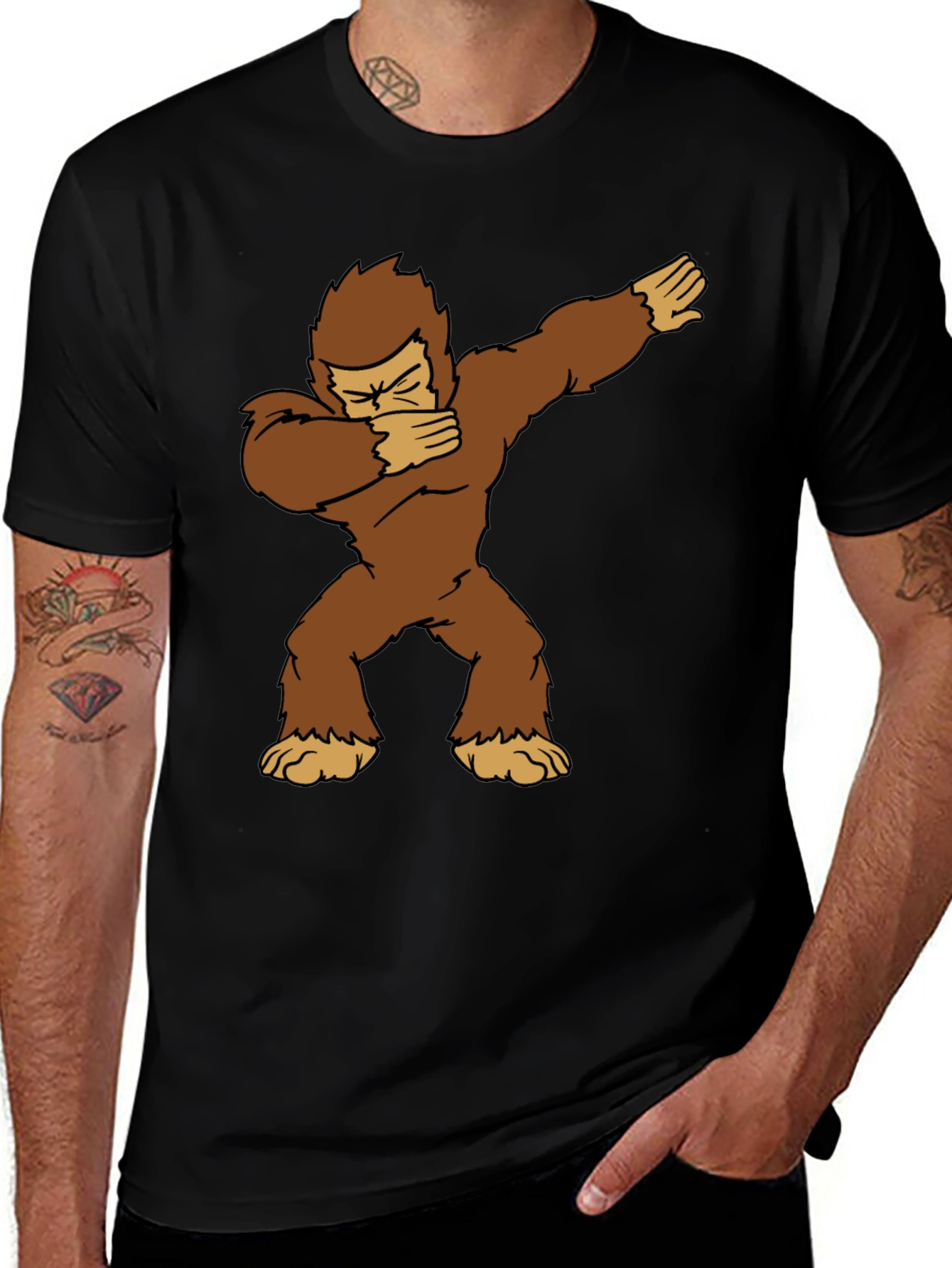 Dabbing Bigfoot Graphic Tee - Black