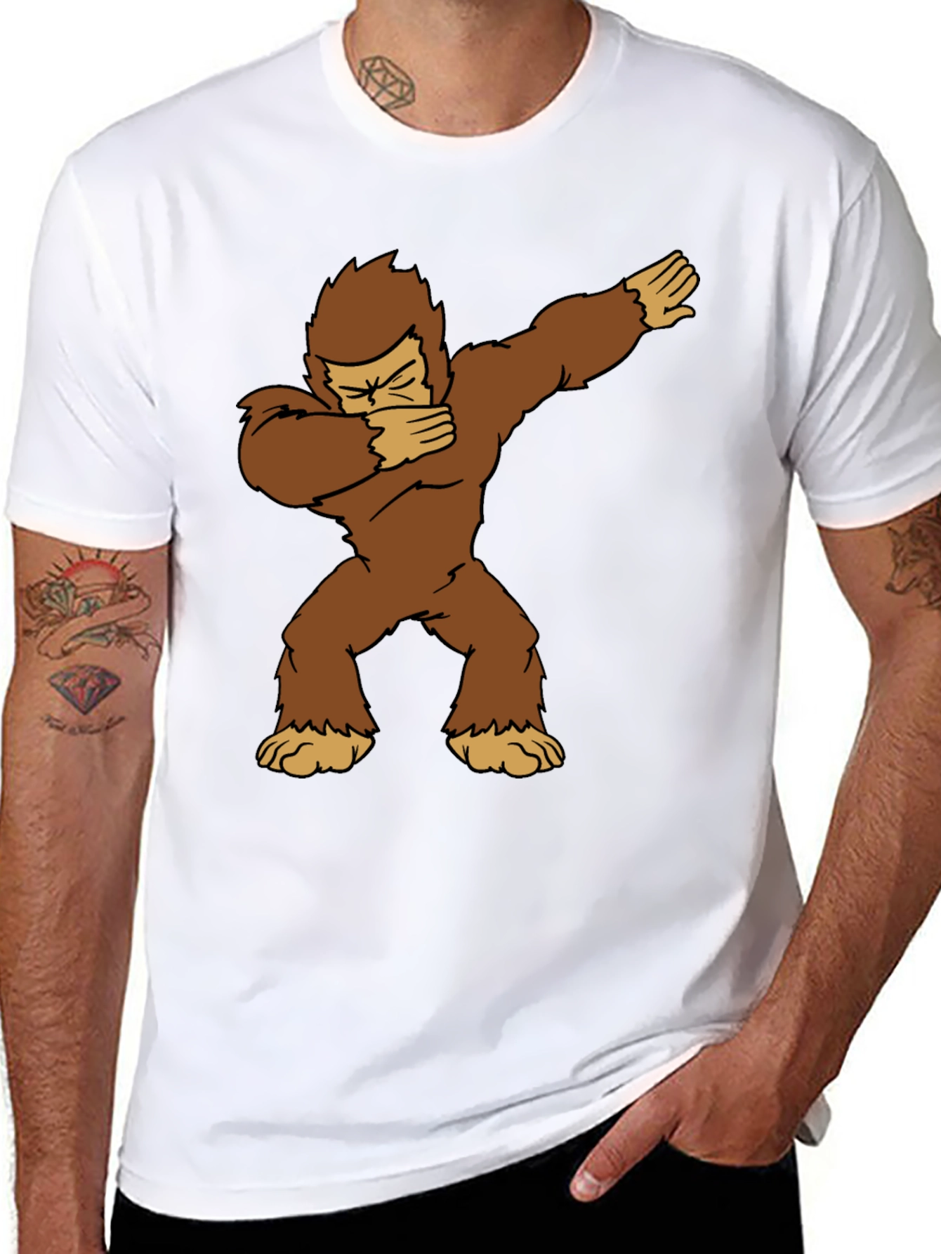 Dabbing Bigfoot Graphic Tee - Black