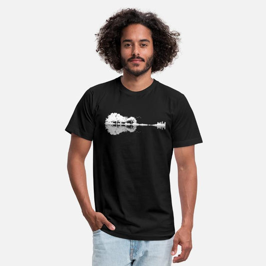 Acoustic guitar forest nature reflection mirror