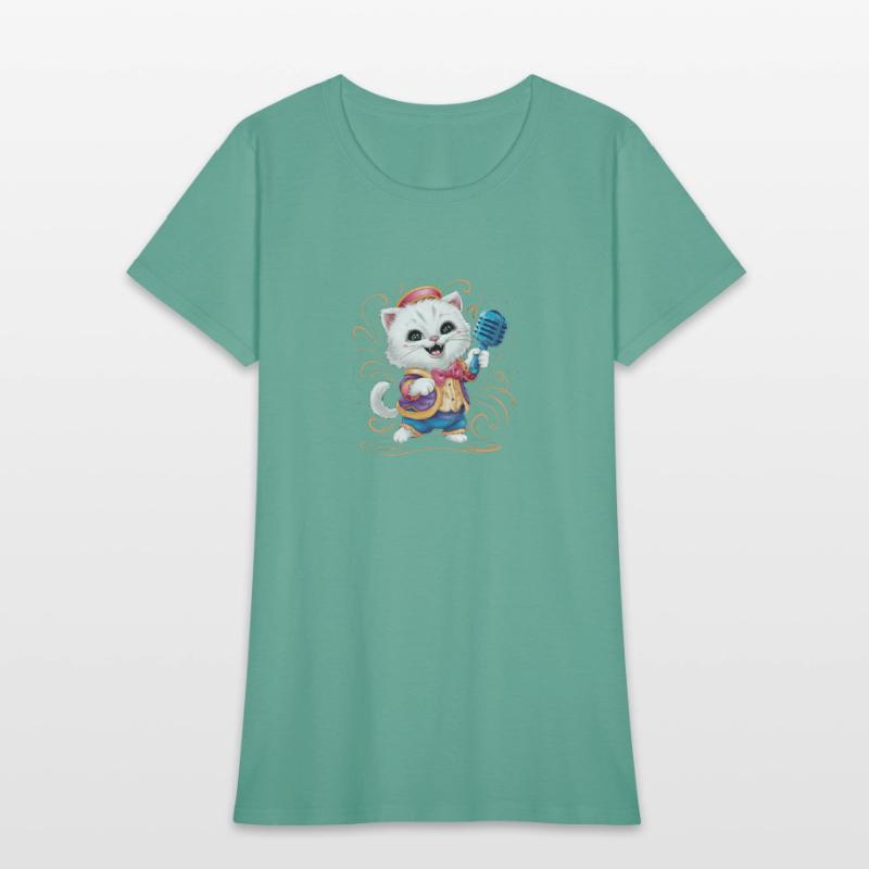 adorable white kitten dressed in colorful attire