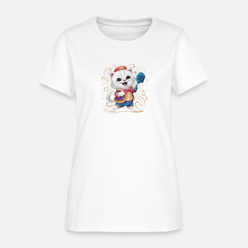 adorable white kitten dressed in colorful attire