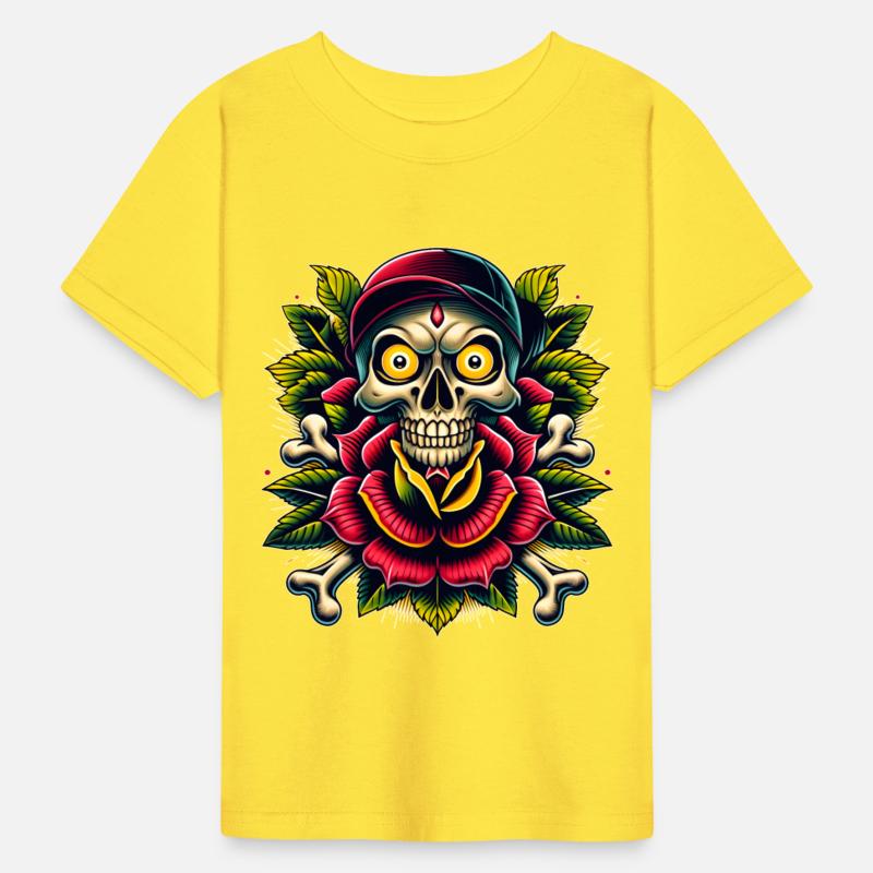 AI New School Skull with Rose