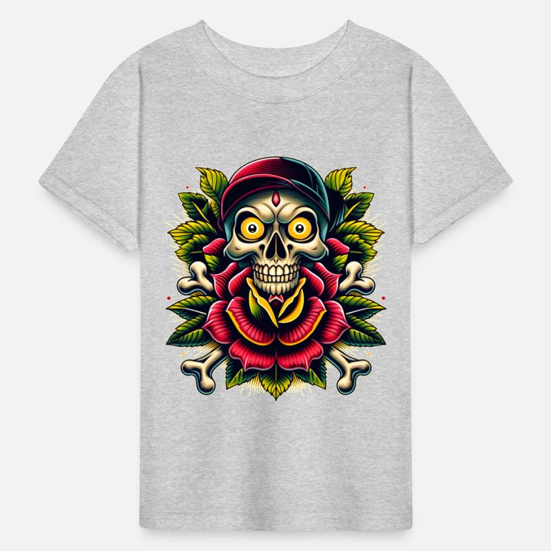 AI New School Skull with Rose