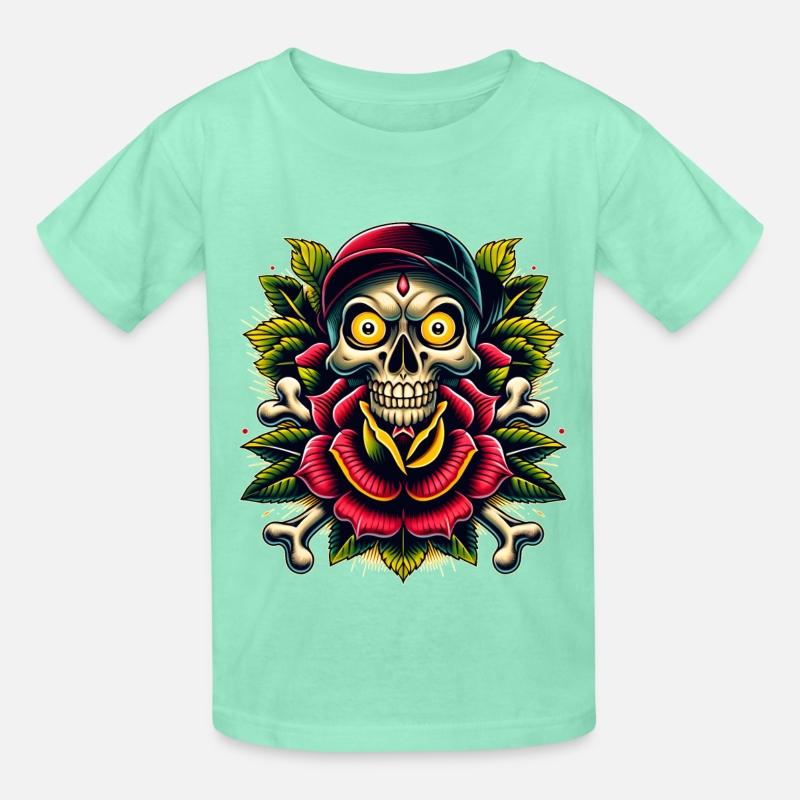 AI New School Skull with Rose