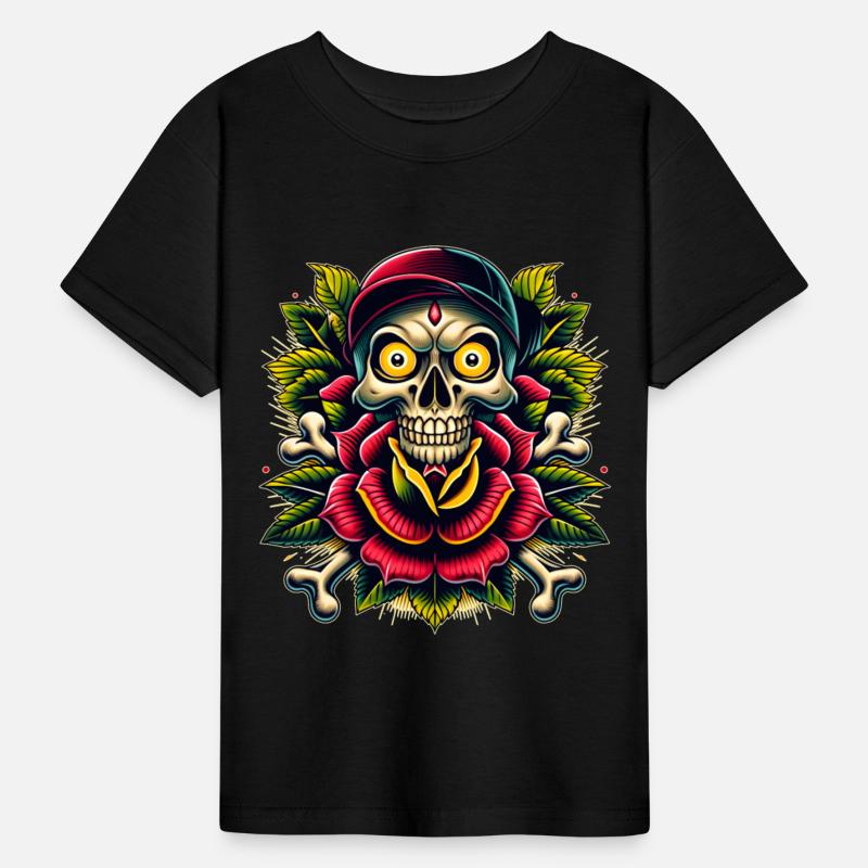 AI New School Skull with Rose
