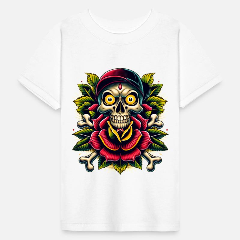 AI New School Skull with Rose