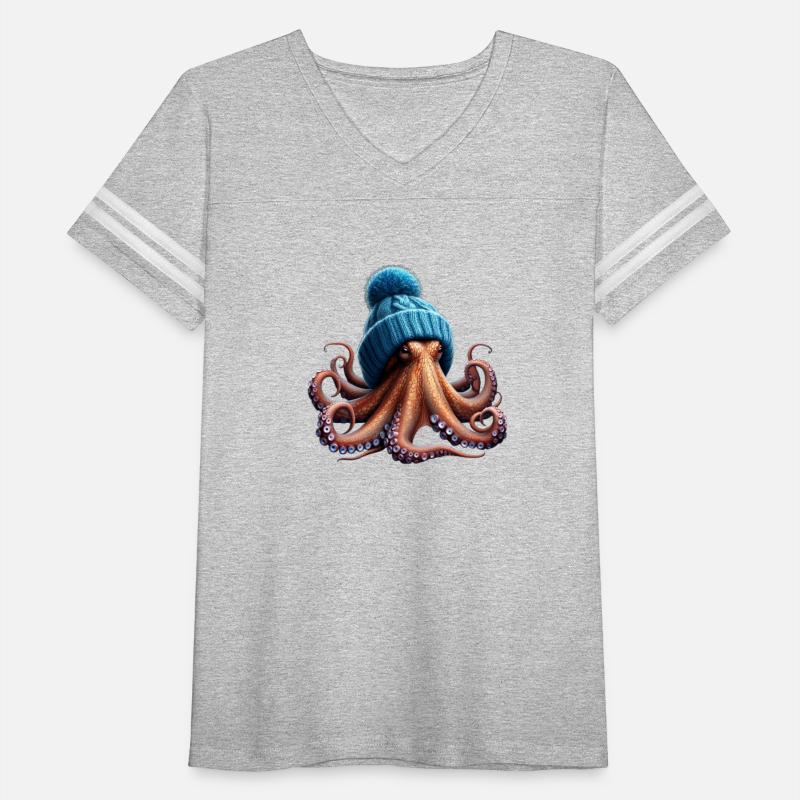 An Octopus Wearing a Knitted Blue Winter Hat