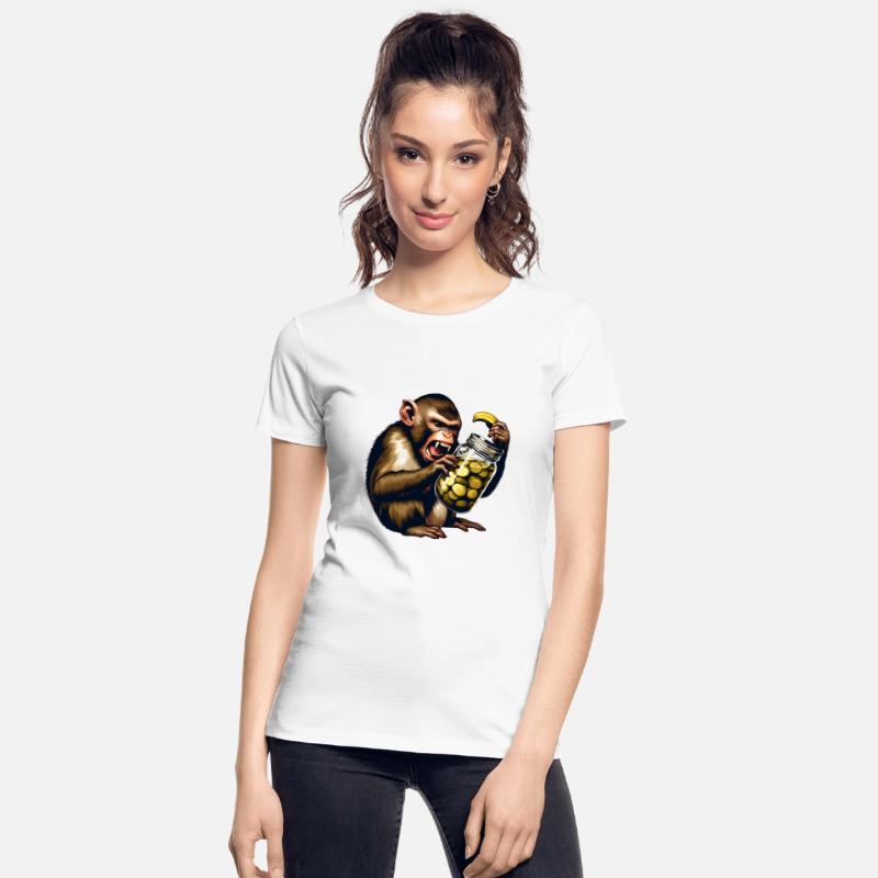 Angry monkey with cucumber jar