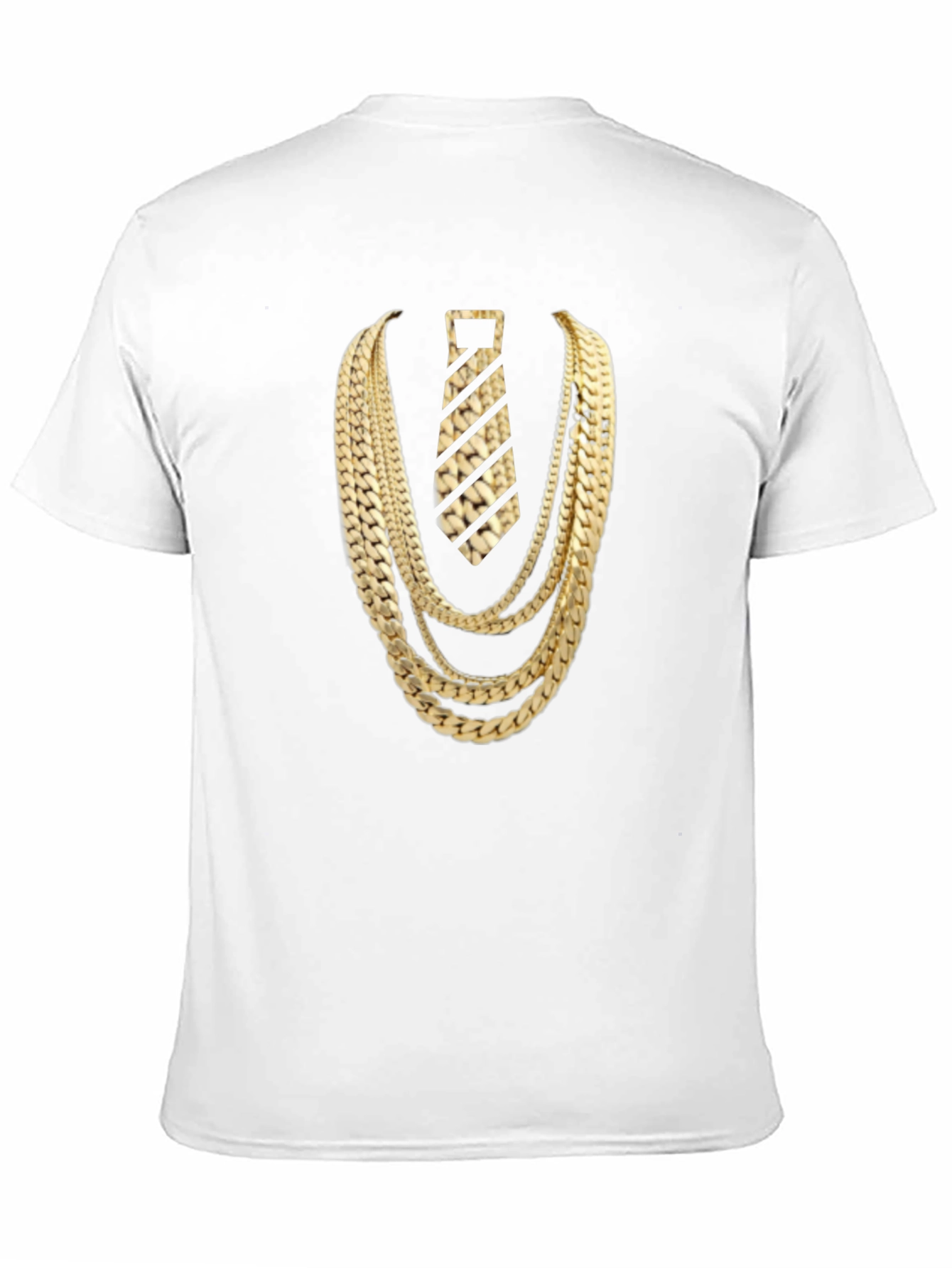 Gold Chains and Tie Graphic Tee - Statement Style