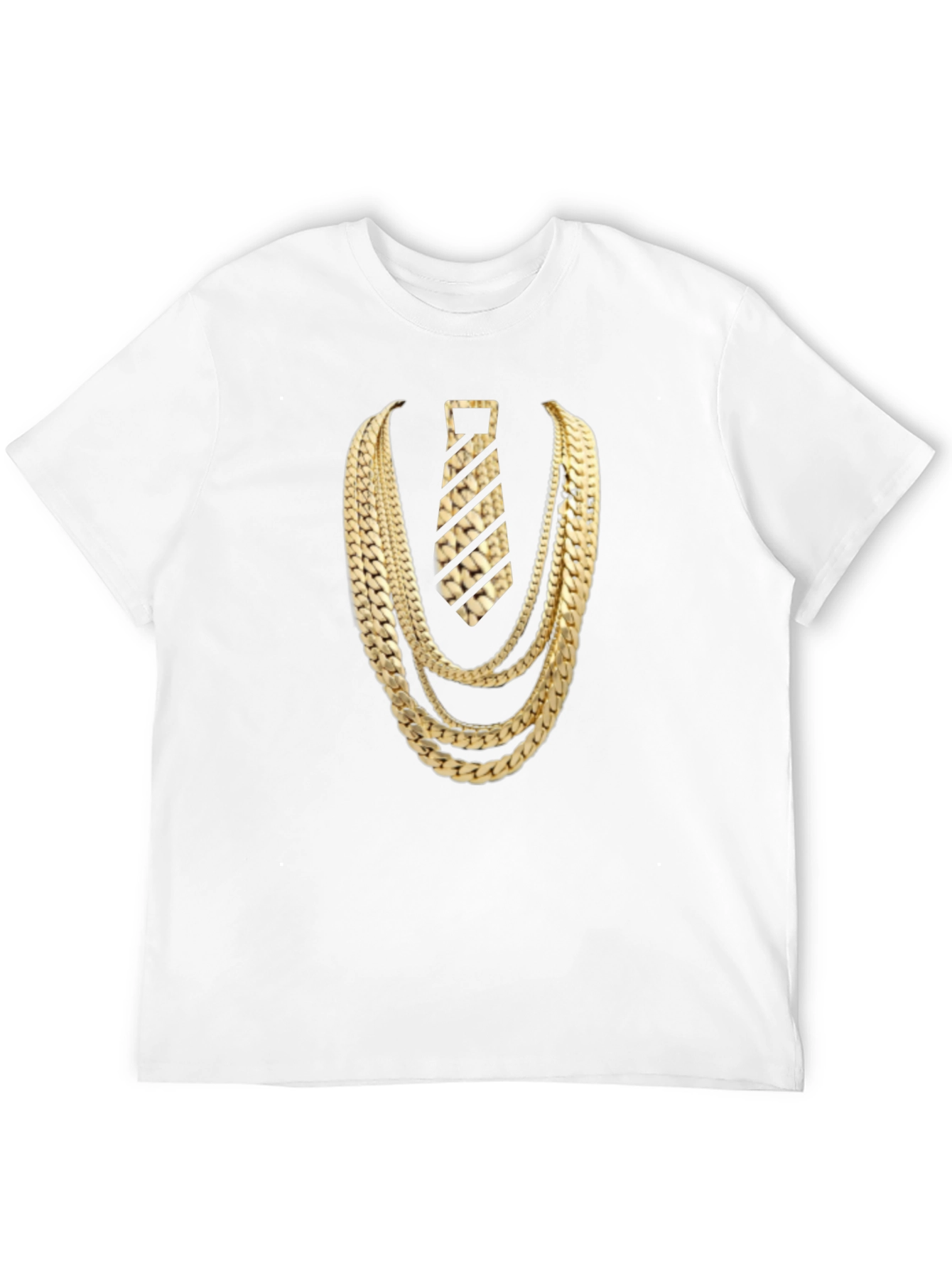 Gold Chains and Tie Graphic Tee - Statement Style